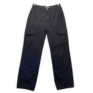 Zara Cargo Utility Pants Size 4 Black Straight Leg